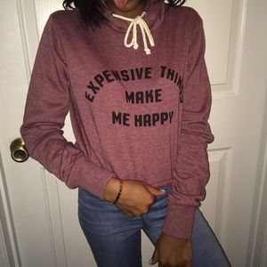 “Expensive things make me happy” sweater