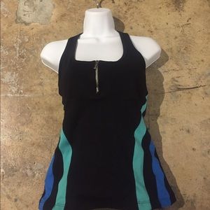 Bebe Sport xs top stretch yoga black blue Zipper
