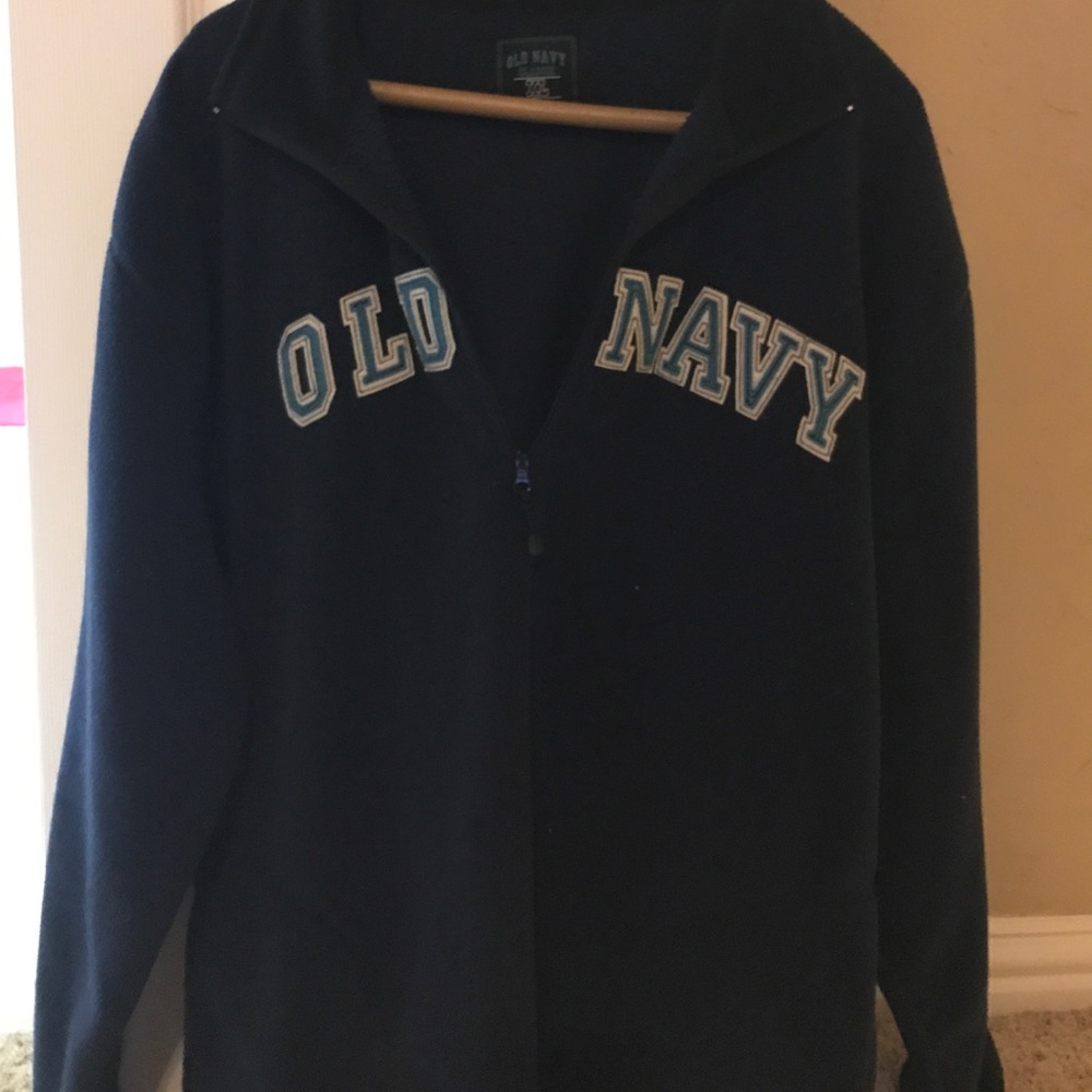 Blue with black collar fleece