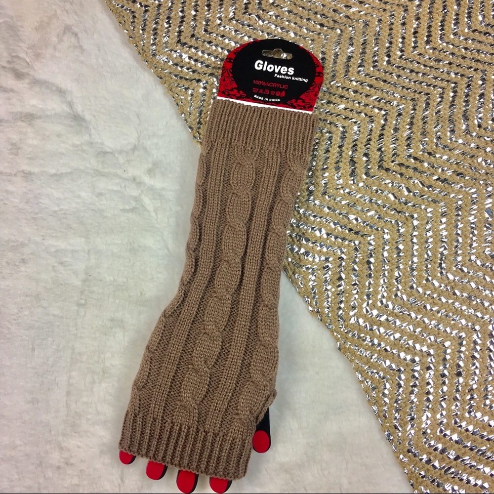 Arm Hand Warmer Tan Beige glove Mittens