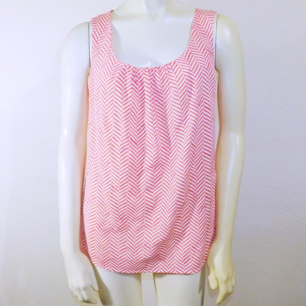 Small Ann Taylor LOFT Orange White Top