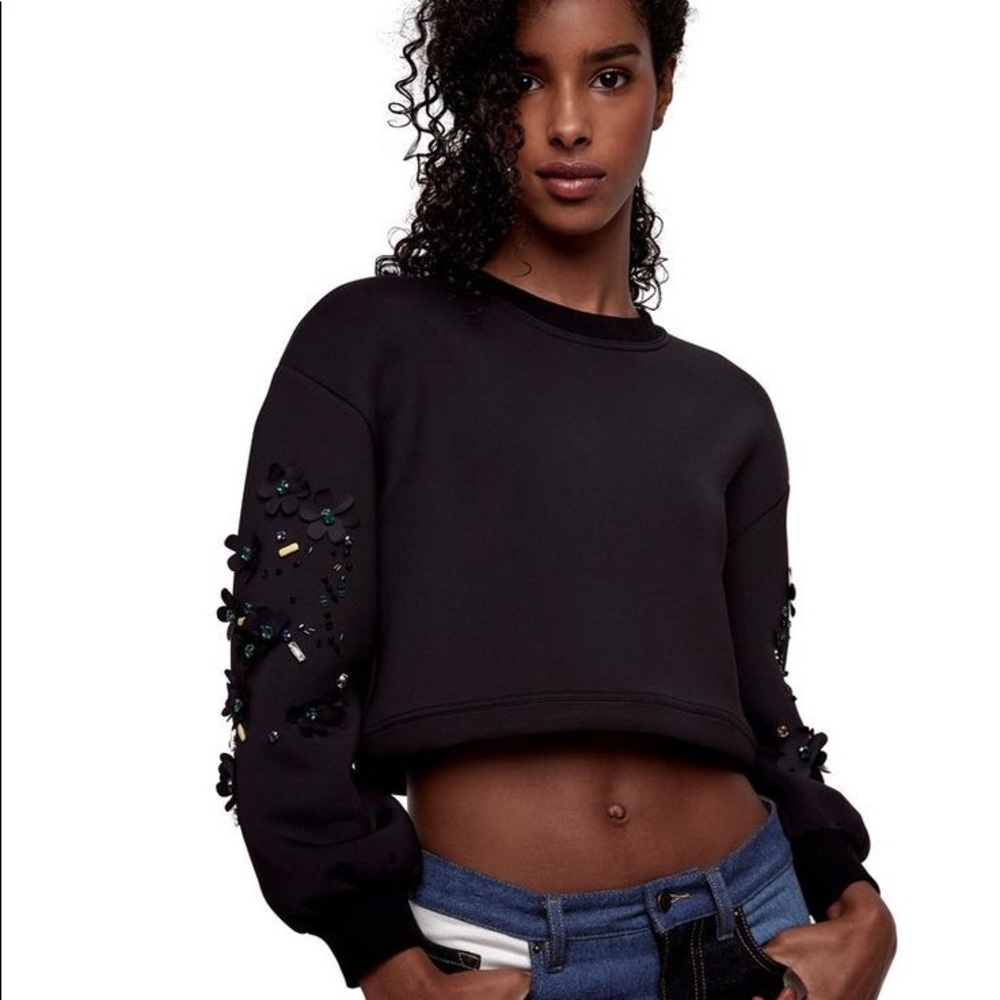 High Low Crop Scuba Sweatshirt