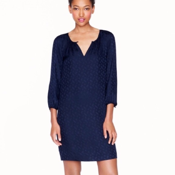 J. Crew Dresses & Skirts - J. Crew Navy Tonal Paisley Shift Silk Dress