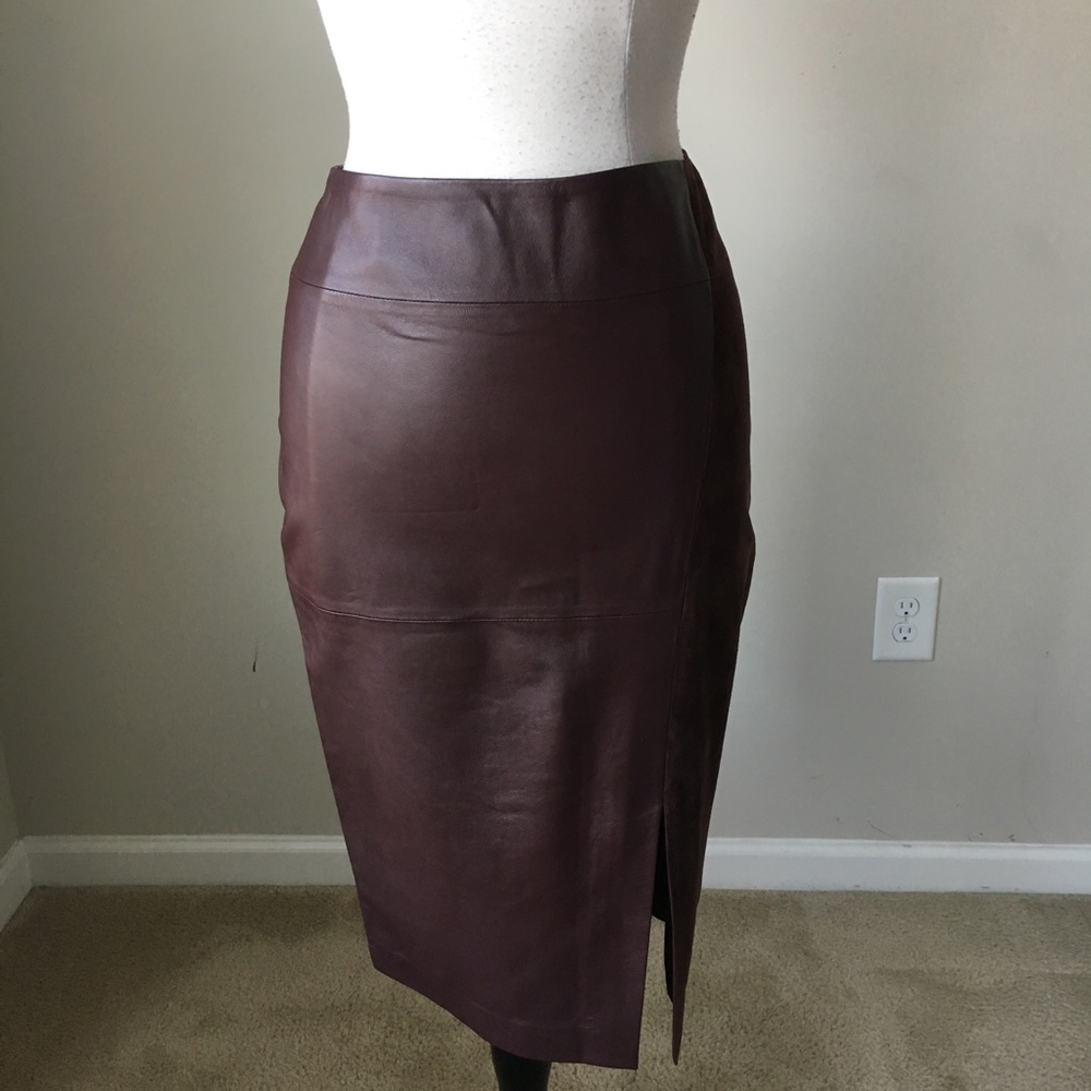 leather and Suede pencil brown Skirt - Picture 4 of 5