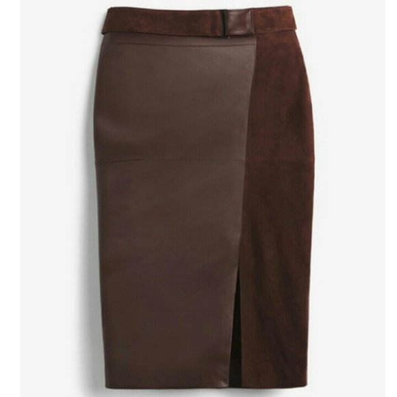 White House Black Market Dresses & Skirts - leather and Suede pencil brown Skirt