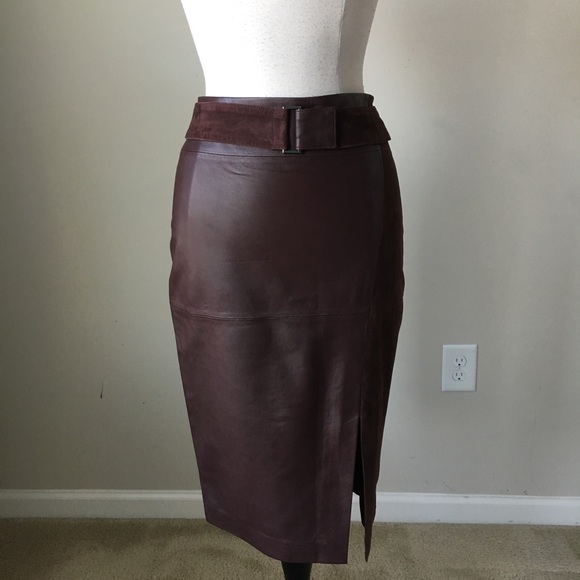 leather and Suede pencil brown Skirt - Picture 2 of 5