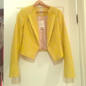 Anthropologie Bright Yellow Lace Blazer