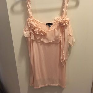 Express Pink Tank with Floral Detail