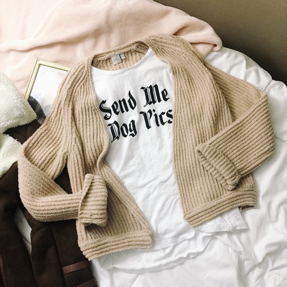 Anne Klein Sweaters - Peach/Nude Textured knit cardigan