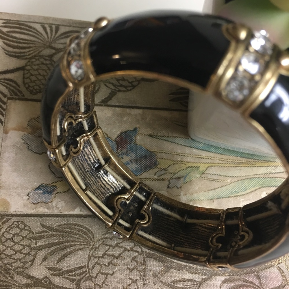 J.Crew Enamel Vintage Stretch Rhinestone Bangle - Picture 4 of 8