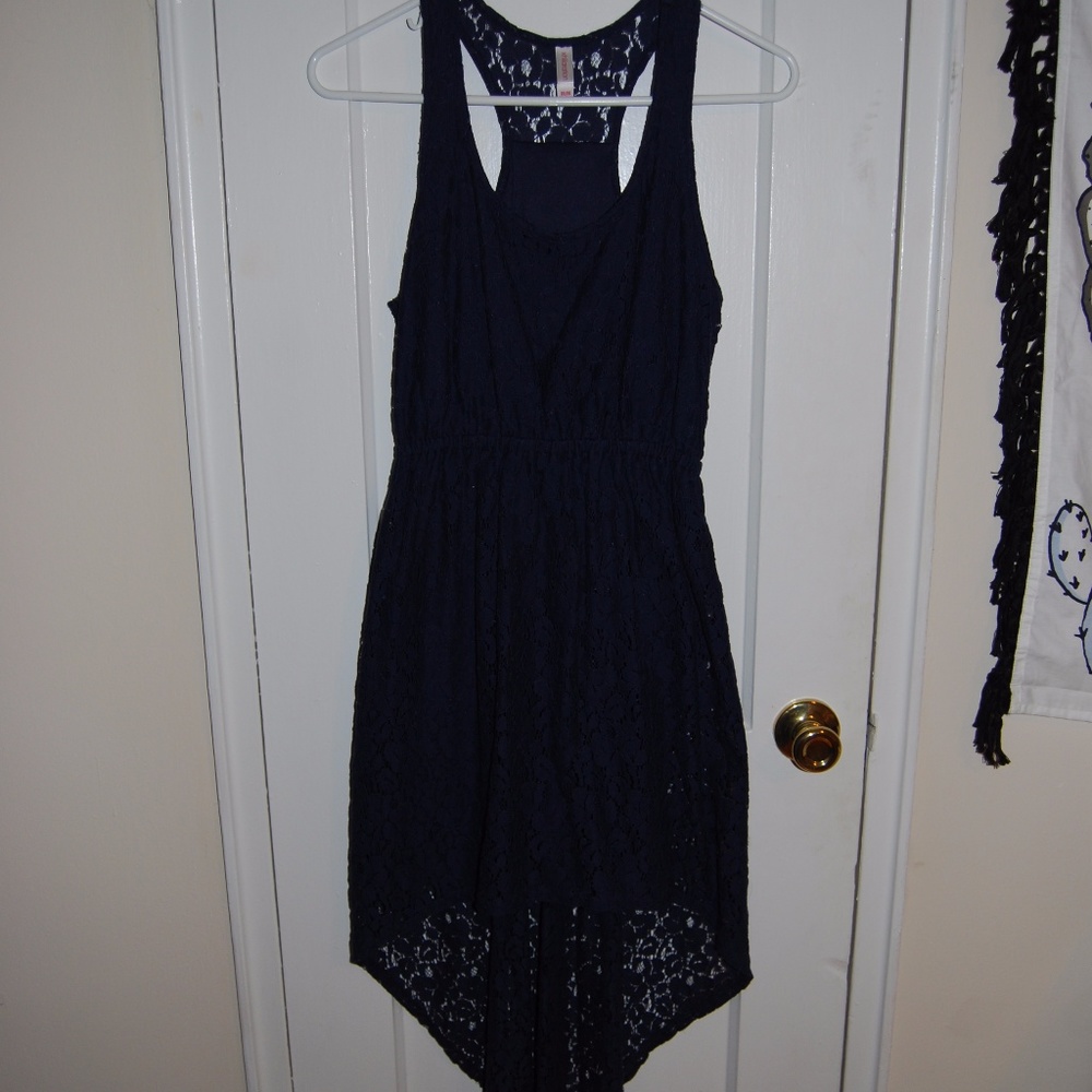 Navy High Low Lace Dress