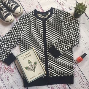 Ann Taylor navy & cream classic cardigan