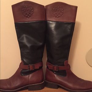 Vince Camuto Flavian Black and Tan knee-high boots