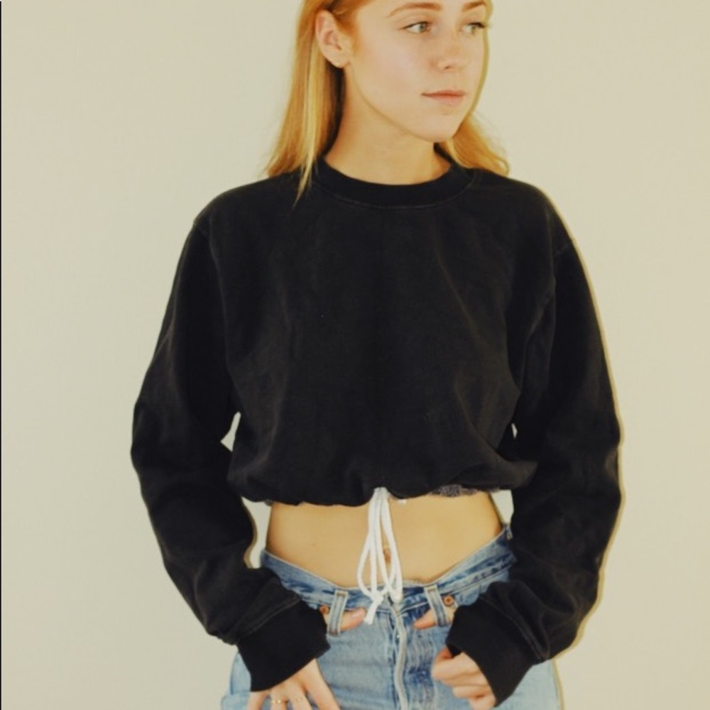 Vintage reworked cropped black sweatshirt
