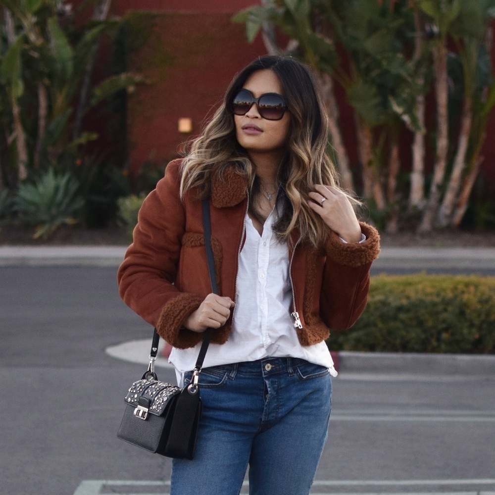 Cropped Faux Shearling Jacket
