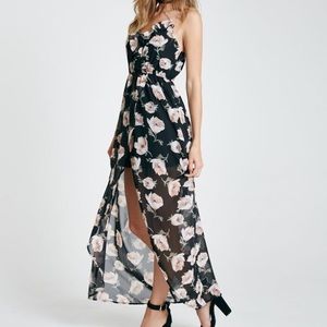 Wet Seal floral print maxi dress with tulip skirt