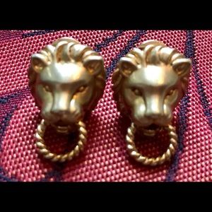 Sterling Vermeil Lion Head Door Knocker Earrings