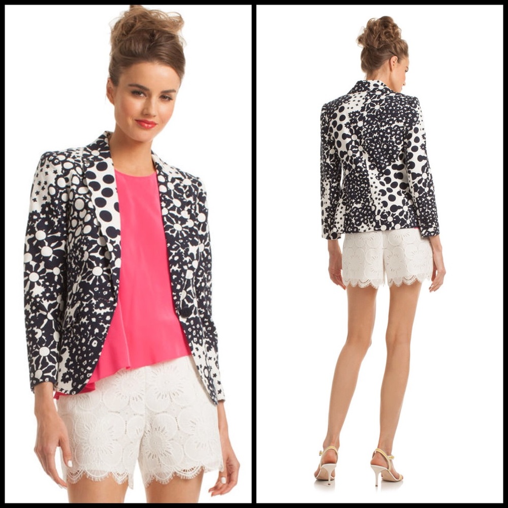 Trina Turk Ciera Abstract-dot Blazer, Blue, Sz 12