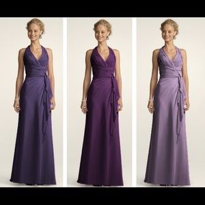 David's Bridal chiffon bridesmaids dress hydrangea