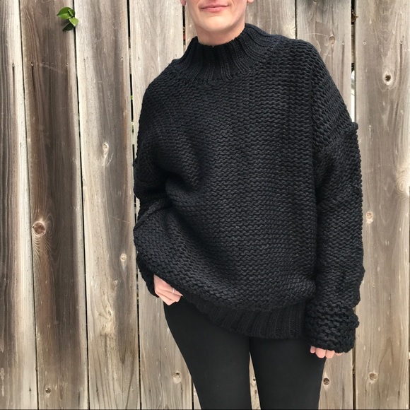 LAST ONE! Black Chunky Knit Sweater - Picture 3 of 4