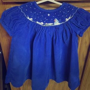 Smocked Nativity Scene Christmas dress.
