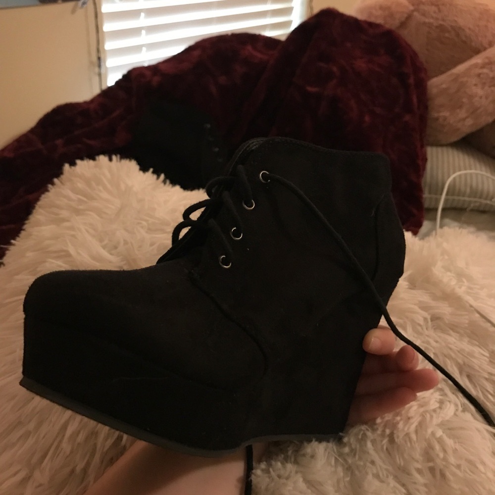 Black Wedge Booties