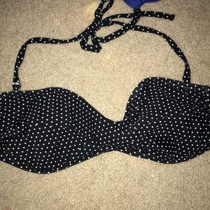 Black and white polka dot bikini top