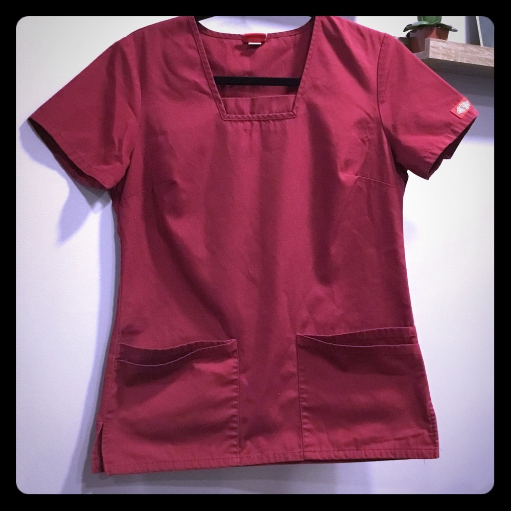 Dickies burgundy scrub top