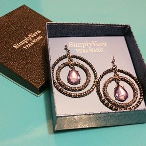 Simply Vera 3 Tiered Sparkly Earrings,Purple Stone