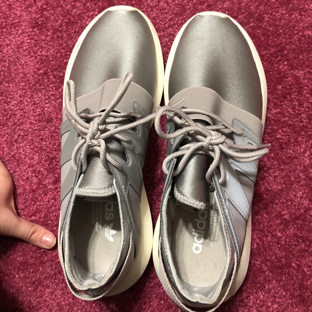 Grey Adidas Tubular shoes!