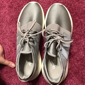 Grey Adidas Tubular shoes!