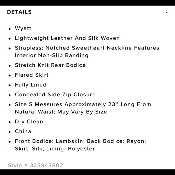 Wyatt Collection Leather & Silk Dress - Picture 8 of 8