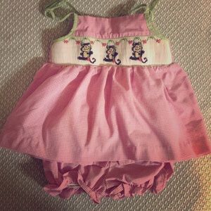 Smocked monkey set