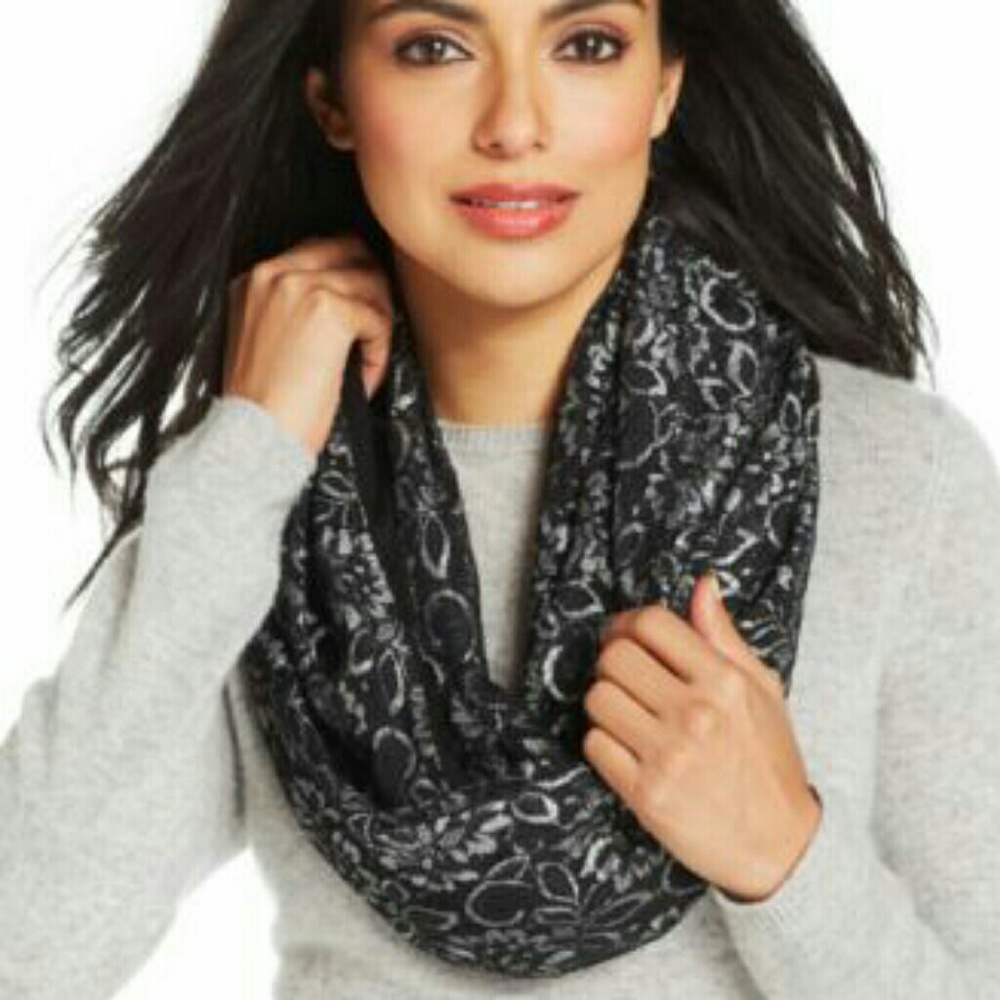 Collection XIIX  black and silver infinity scarf.