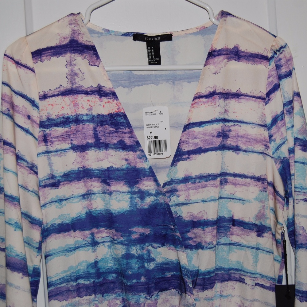 Watercolor Blue and Pink Romper with Tags