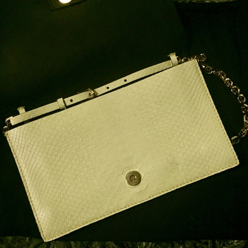 NWT Calvin Klein Collection Python Acid Yellow Bag - Picture 3 of 7