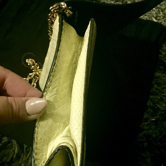 NWT Calvin Klein Collection Python Acid Yellow Bag - Picture 5 of 7