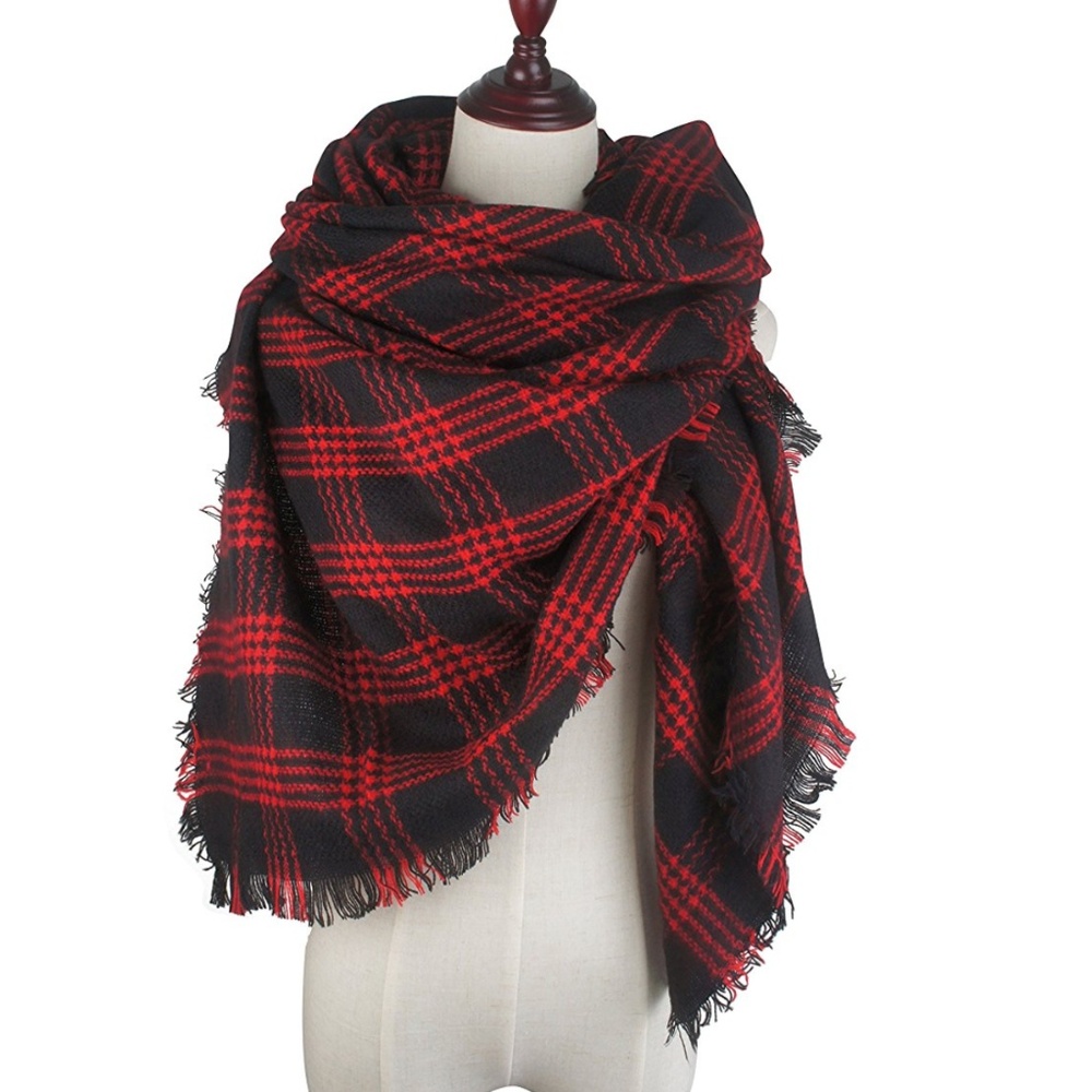 Last one! ✨ Blanket Scarf Fringe Wrap Plaid Shawl - Picture 3 of 6