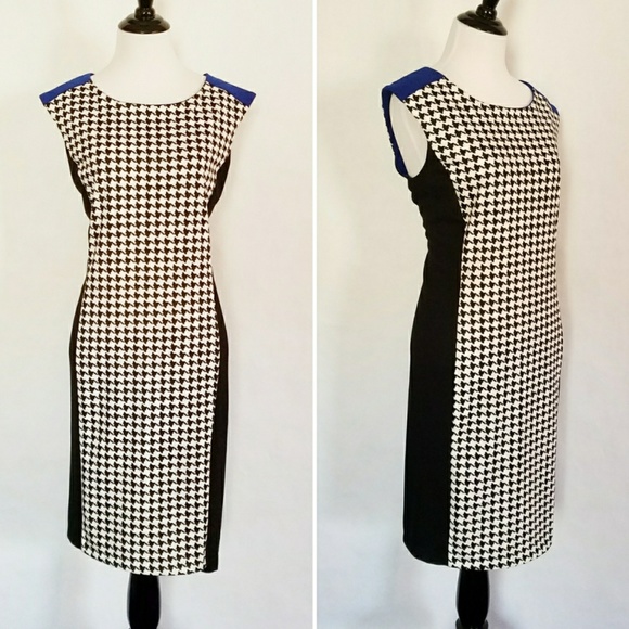 Colorblock Houndstooth Sheath Dress - Picture 1 of 5