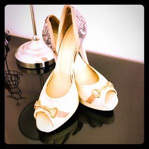 Beautiful real  leather peep toes stilettos