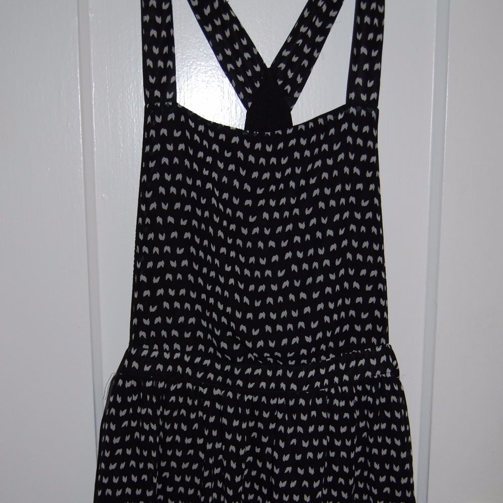Black and White Chiffon Pinafore Dress