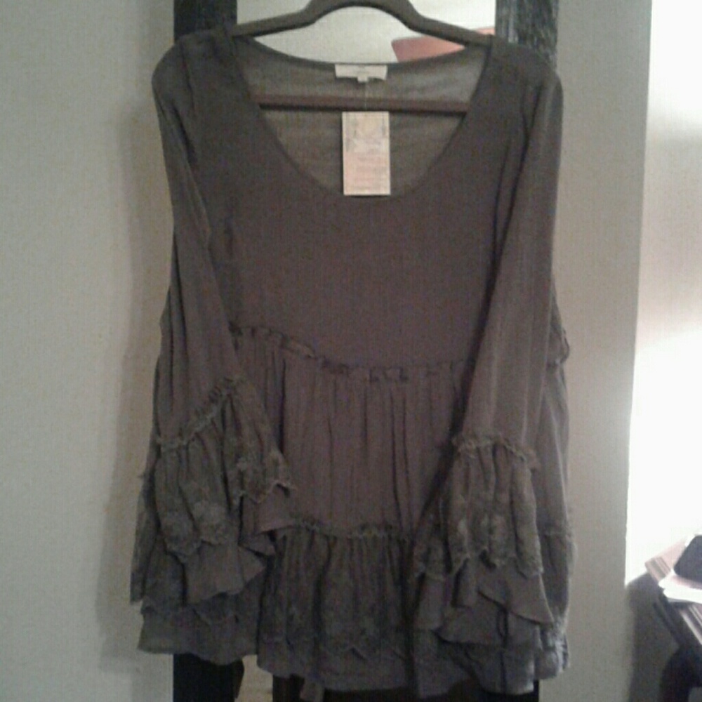Gray top with lace