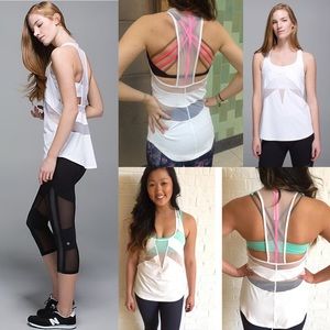 Lululemon If You're Lucky Tank 6 white raspberry