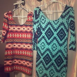 LOT OF TWO: western print, form fitting, dresses