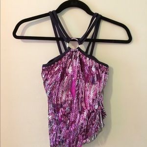 Sequined dance costume top with jazz pants