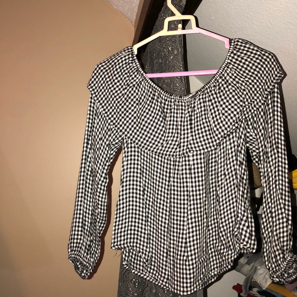Mossimo Supply Gingham Print off the shoulder top