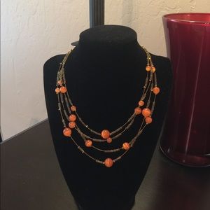 Iridescent beaded necklace.