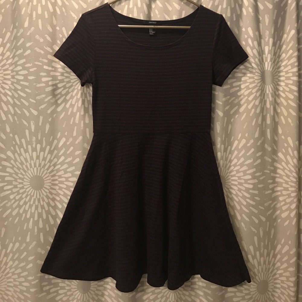 Maroon-Blue striped dress.