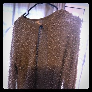 Cashmere and silk pearl cardigan sweater