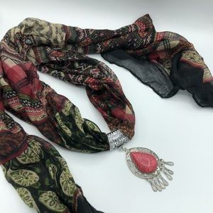 Handcrafted Ethnic Design Scarf with jewelry NEW